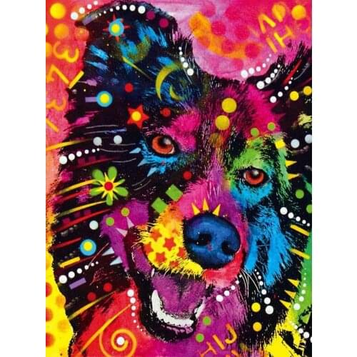 JMINE Div 5D Colorful Dog Full Diamond Painting cross stitch kits art High Quality Animal 3D paint by diamonds