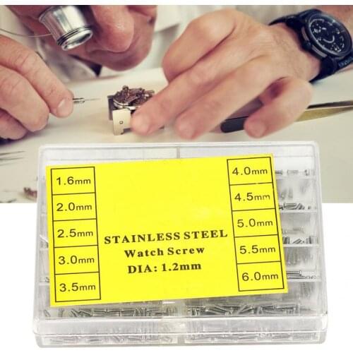 1.2mm Metal Watch Repair Screw Set Glasses Clock Watch Repair Screw Assortment Kit Watch Repairing Tool Accessory with Box