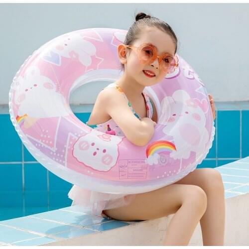 Cute Cartoon Rabbit Baby Inflatable Pool Float Baby Swimming Ring Astronaut Swimming Circle Pool Party Toys
