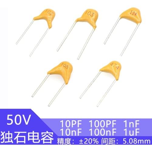 Monolithic capacitor 50v10pF 100pF 1nF 10nF 100nF 1uF 100 101 102 103 104 Monolithic capacitor