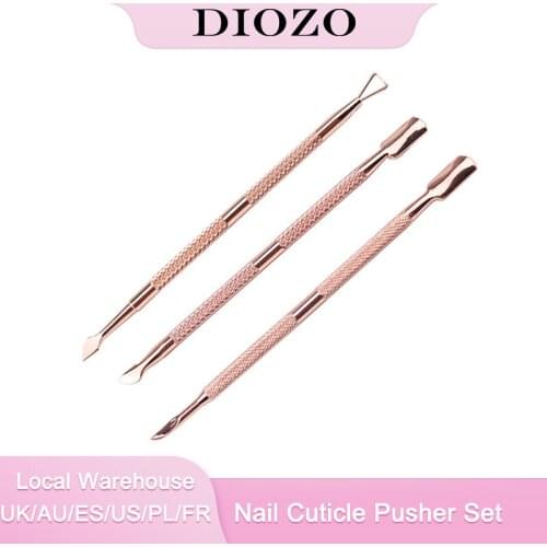DIOZO Cuticle Pusher Set Nail Care Cleaner Manicure Pedicure Tool Rose Gold Stainless Steel Finger Dead Skin Push