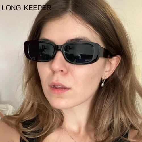LongKeeper Small Rectangle Sunglasses Women Vintage Brand Designer Square Sun Glasses Ladies Travel Eyewear Lentes De Sol Mujer
