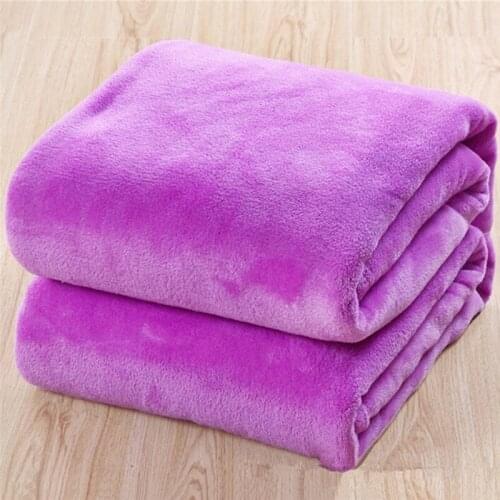 1PCS Bed Blanket Fleece Blankets For Bed Throw Blanket Machine Washable Home Textile Solid 50cm * 70cm Random Color