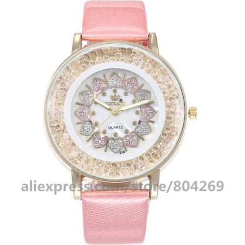 Wholesale Womens Bracelet Dress Watch Women Fashion Casual Gold Case Flower Quartz Watch Hot Women Leather Beads Wristwatch