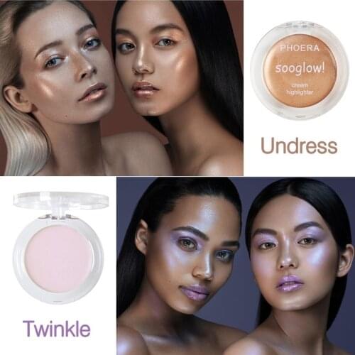PHOERA Highlighter Illuminator Contouring Makeup Cream Face Brightener Concealer Powder Palette Face Glow Cosmetics TSLM1