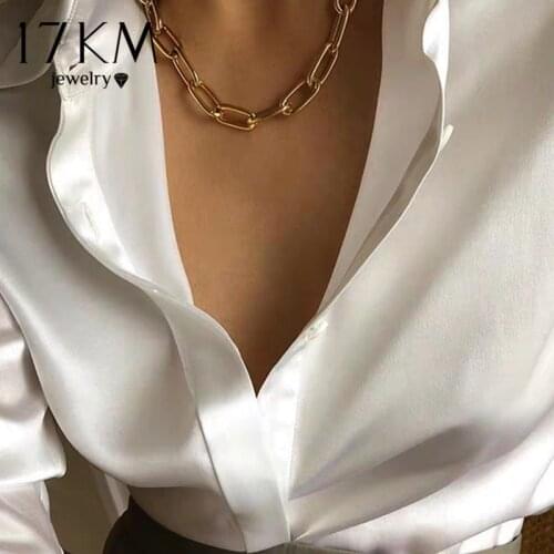 Big Chain Choker Necklaces For Women Men Vintage Geometric Gold Necklaces Chunky Thick Fashion Female Jewelry Wedding Gift