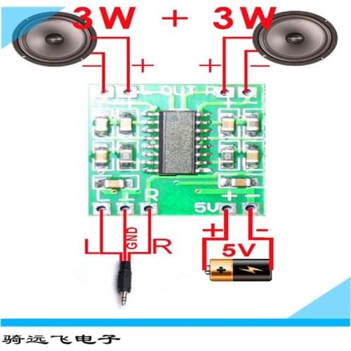Ultra-micro digital audio power amplifier board 2*3W Class D power amplifier module 2.5～5V power supply, USB power supply