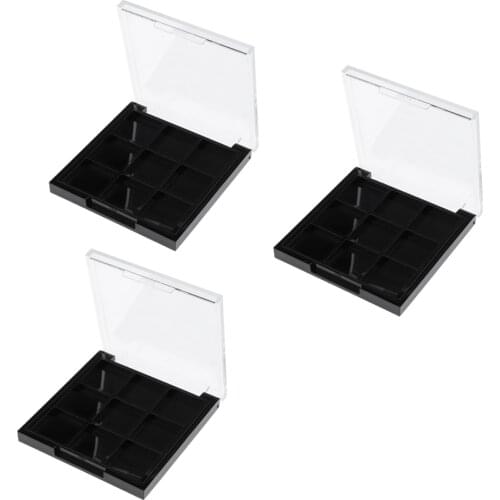 3Pcs 9 Slots Empty Makeup Box Eyeshadow Cosmetic Palette Highlights Blusher Eyebrow Case Square Slots