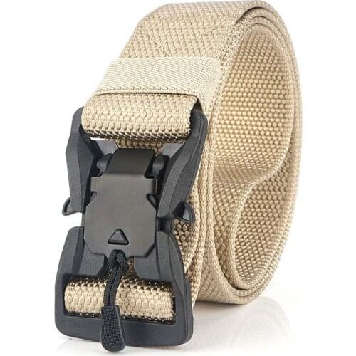 Flying Art Mens Tactical Combat Training Nylon Belt Plastic Steel Magnetic Buckle Quick Release Mens Famous Brand Belt