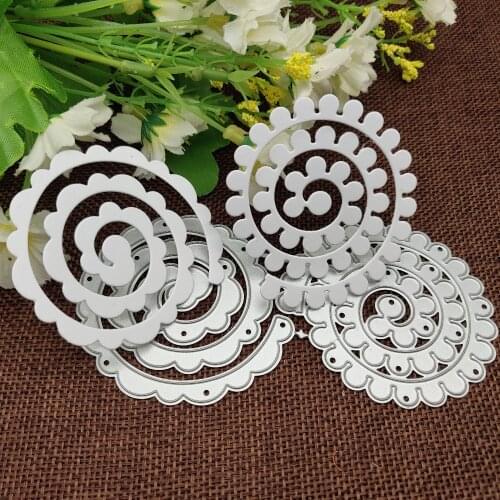 Spiral Flower Frame Metal Cutting Dies Stencils Scrapbooking Decorative Embossing Folder Carbon Steel Paper Card DIY Die Cuts