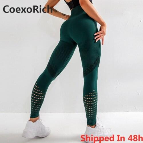 Sports Yoga Pants Women Gym Fitness Leggings Workout Legging Hollow Seamless High Waist Running Tights Sportswear Female