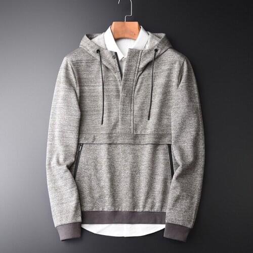 Yarn Dyed Hoodies Spring New Luxury Hooded Sweatshirts Men Plus Size 4xl Fashion Slim Placket Front Sweatshirt Male