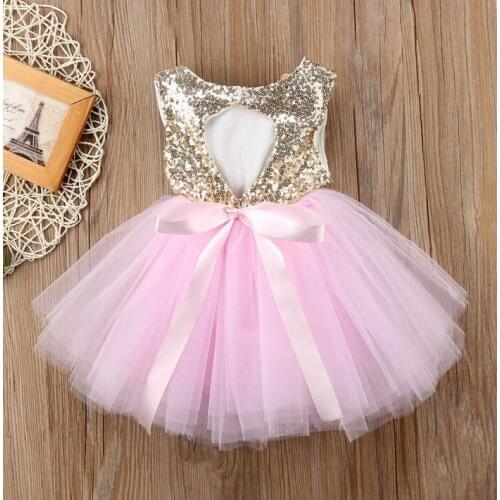 1-5Years Pageant Kids Baby Girl Princess Dress Tutu Tulle Back Hollow Out Party Dress Pink Ball Gown Dresses платье для девочек