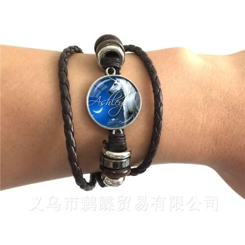 Vintage Horse Image unicorn Charms Infinite Wrap Bracelets Black/Brown 2 Color Leather Cords Adjustable Bangle For Women Men
