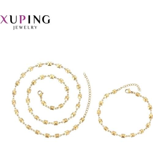 Xuping New Stainless Steel Necklace Bracelet Jewelry Sets Charms Styles Party Wedding Fashion Gift for Women 65670