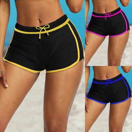 Womens Side Split Waistband Sports Yoga Fitness Shorts Stretch Drawstring Elastic Casual Solid Color Shorts Beach Clothes