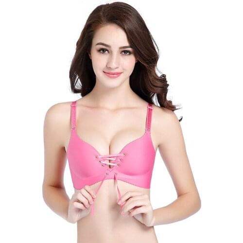 Sanderala Seamless Sexy Bras for Women Fashion Push Up Bra Wire Free Lingerie 3/4Cup Bralette Cotton Lace Up Underwear Brassiere