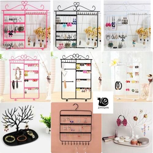 1 Pc Optional Jewelry Display Stand Earrings Ear Studs Necklace Bracelet Display Holder Stand Organizer Black/White/Pink/Bronze