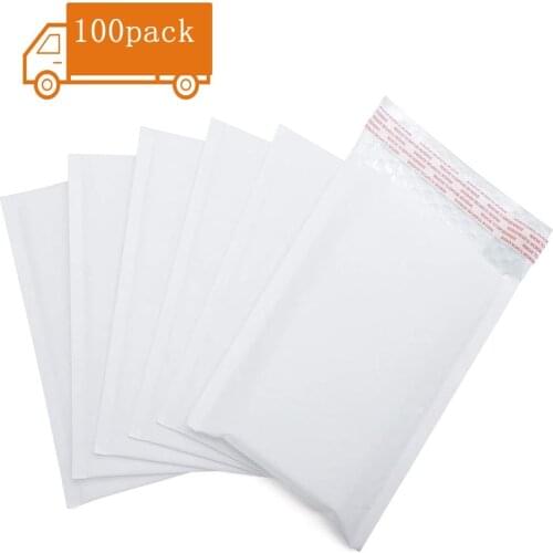 100 PCS/Lot White Kraft Paper Padded Envelope Post Bags Speedy Mailers Bubble Envelope wrap Courier Self-seal Office Supplies