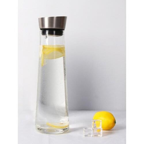 1000ML Thickened Glass Big Water Bottle With Stainless Steel Lid Carafe Boiling Wate Juice Glass Pitcher Bottle Botellas