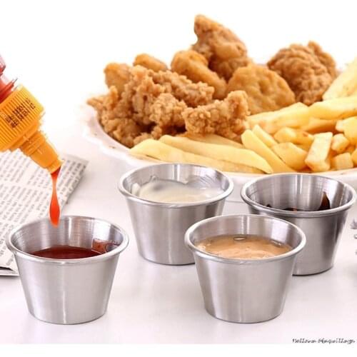1PPCS 50ml Sauce Cup Stainless Steel Sauce Cup Condiment Sauce Cups Tomato Sauce Container Dipping Bowl For Home Party