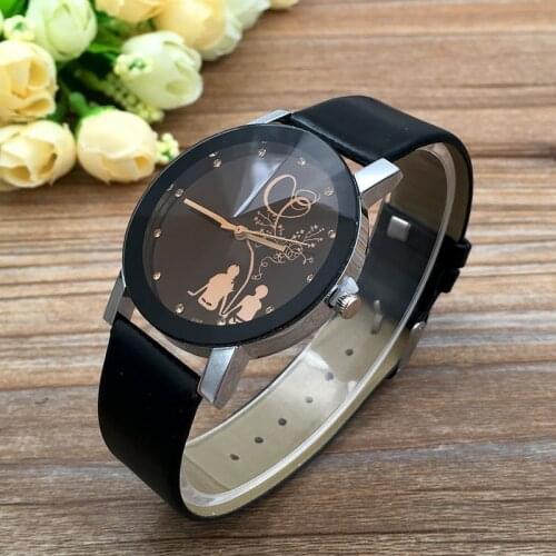 2021 NEW Watch Fashion Back View Couple Watch Black Belt Black Face Unisex Boy And Girlfriend Couple Gift Trinket
