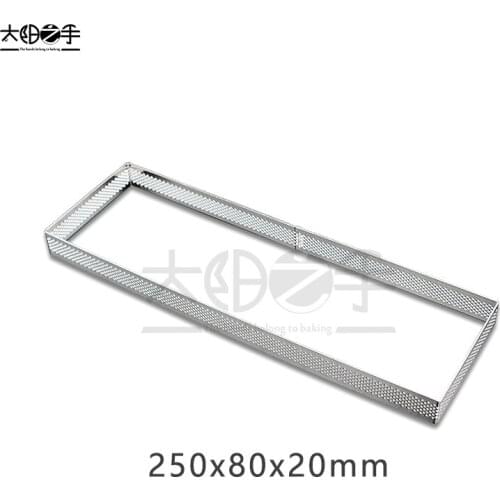 250x80x20mm Rectangular Perforated Tart Ring 304 Stainless Steel Tart Ring Tartlet Mold Make Rectangular Fruit Pie Egg Tart