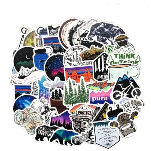 50PCS Camping Travel Stickers Wilderness Adventure Outdoor Landscape Waterproof Decals Laptop Suitcase Graffiti Sticker