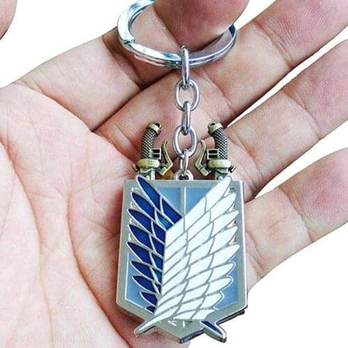 Attack On Titan Keychain Wings of Liberty Freedom Scouting Legion Eren Keyring Key Holder Chain Ring New Anime Jewelry Wholesale