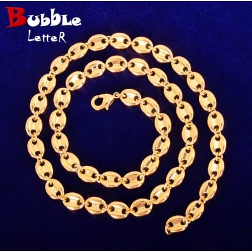7mm Glossy Solid Necklace Link Bling Gold Color Mens Women Jewelry Hip Hop Chain