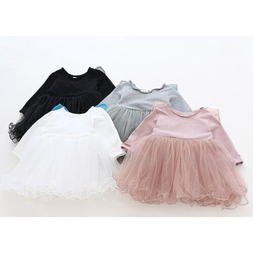 Kids Dresses for Girls Fashion Back Butterfly Infant Dresses Princess Dress Long Sleeve Tutu Mesh Splice Baby Girls Dreeses 2019