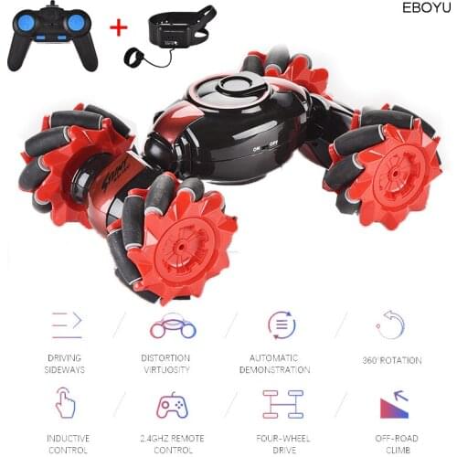 EBOYU LH-C019S RC Car 2.4GHz 4WD 20KM/h RC Stunt Car Off Road Drift Twisting RC Car with Gesture Sensor Watch Toy RTR