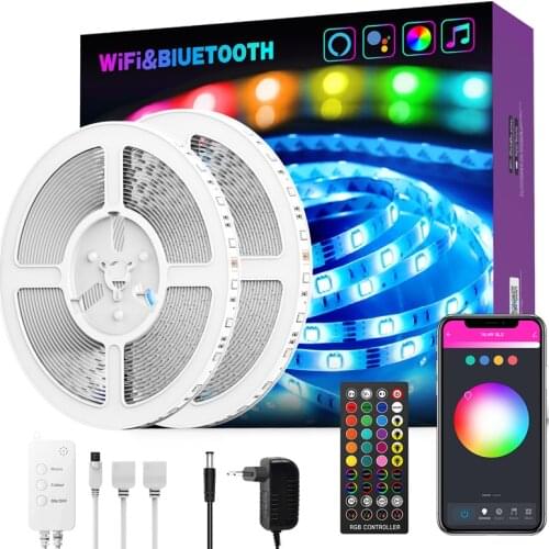 EU regulatory plug Christmas Party Smart Wireless Remote Control Music Dance WiFi Bluetooth LED Color Light Strip 10m RGB