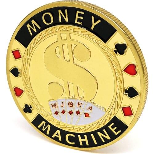 Casino Poker Chips Gold Plated Commemorative Coins Money Machine Lucky Poker Card Guard Souvenir Gifts