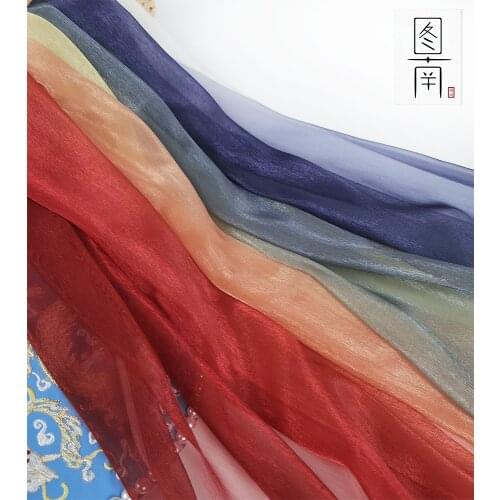 Gradient Pleated Rainbow Chiffon Fabric By The Per Meter for Skirt Dress Sewing Designer Blue Sequin 30d Brocade Silk Crepe red
