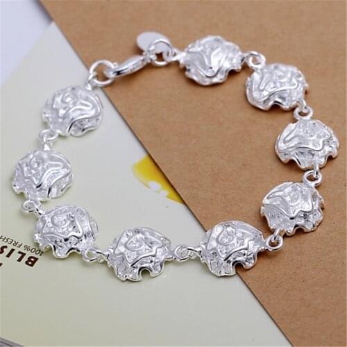 Beautiful roses silver color bracelets new listings high -quality fashion jewelry Christmas gifts