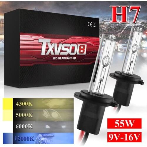 2PCS 55W 3500-4500LM 9-16V H7 HID Xenon Replacement Bulbs Headlight Lamp Light Straight Bubble 4300K-12000K HID Xenon Bulbs