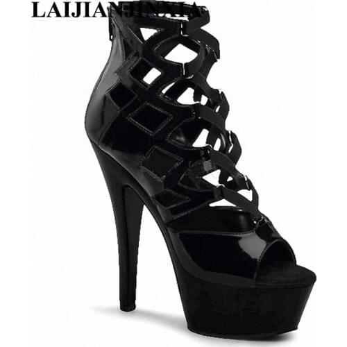 LAIJIANJINXIA Spring Womens Shoes Strap New Style 15cm High Heels Sandals Wedding Party Queen Transparent Platform Dance Shoes