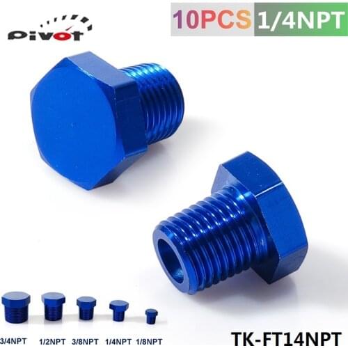 Oil Water Fitting 1/4" NPT Forged Carbon Aluminum Hex Head Plud Cap Threaded Blue TK-FT14NPT