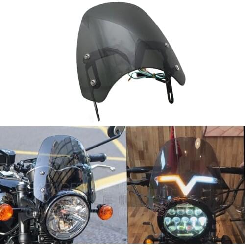 Motorcycle 5-7inch Headlamp LED Turn Light Windshield Wind Deflectors Windscreen Universal for SUZUKI GSX 750 1200 INAZUMA Honda