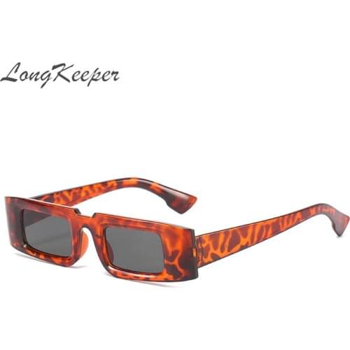 LongKeeper Mens Rectangular Sunglasses Women Retro Big Rectangle Sun Glasses Leopard Black Shades Eyewear UV400 Gafas Oculos