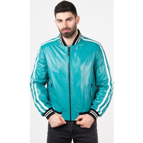 Mens Genuine Leather Jacket Quality Sport Flight Clothes A2 Blue Moto Biker Natural Sheepskin Bomber Coats Outerwear 2021spring