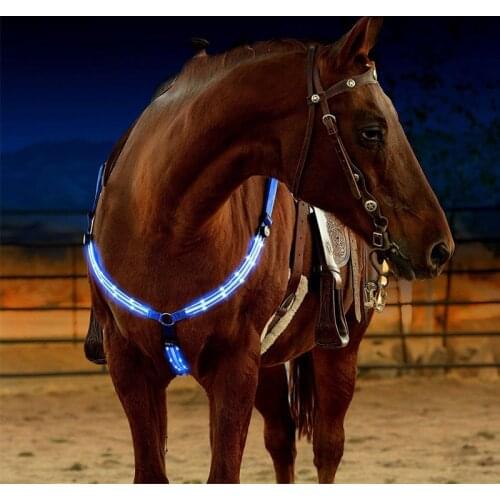 Horse Breastplate Dual LED Horse Harness Nylon Night Visible Horse Riding Equipment Racing Equitation Equestrian Belt Outdoor
