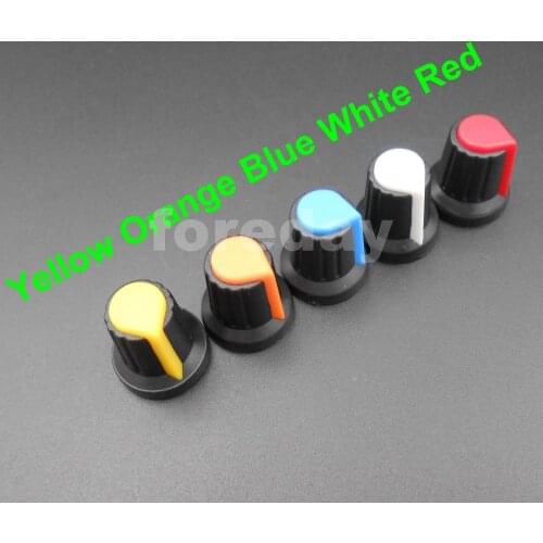 1000PCS X NEW 6mm WH148 potentiometer AG2 Plastic knob cap M6 Plum Handle for amplifier Yellow Red White Orange Blue *FD661-665
