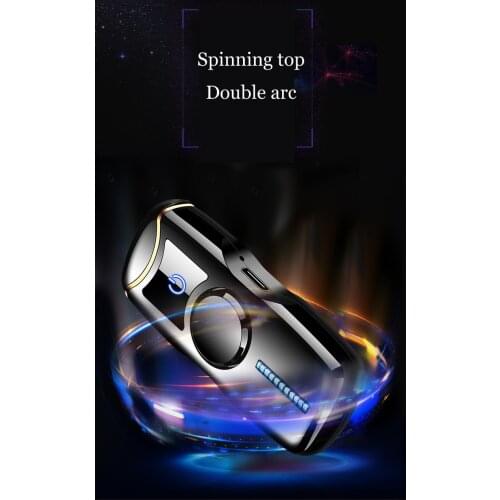 New product light change word fingertip gyro charging double arc lighter usb cigarette lighter personality trendy cool