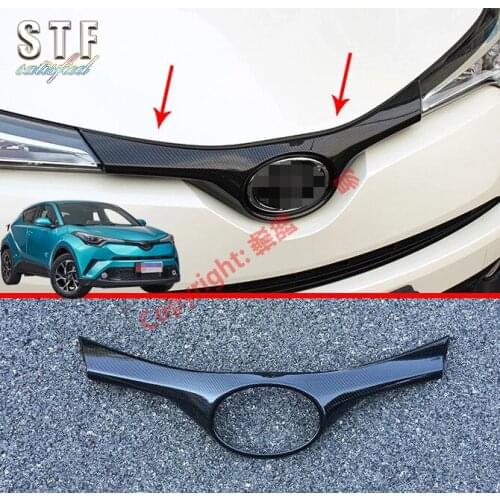 Carbon Fiber Style Front Grille Around Trim For Toyota C-HR CHR 2017 2018 2019