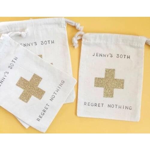 Personalize glitter wedding muslim gift bags Candy pouches Bridesmaid RECOVERY Bachelorette Hangover Survival emergency Kits