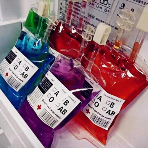PVC Material 350ml Reusable Blood Energy Drink Bag Transparent Medical Halloween Vampire Pouch Props Halloween Decoration Suppli