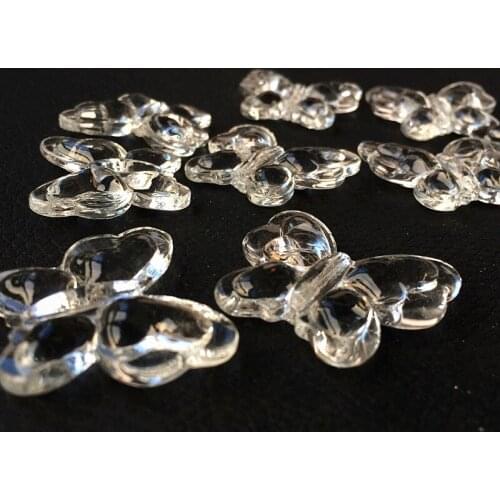 Transparent 28*35mm 40pcs Crystal Loose Bead Diy Accessories Beads Glass Artificial Glass Butterfly With Hole For Curtains Parts