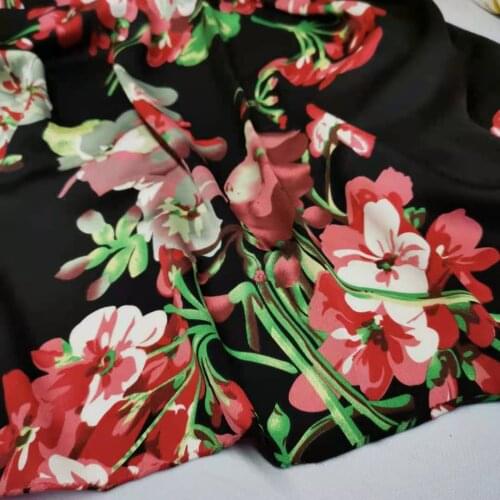 On Sale Charmeuse Fabric Imitation Silk Print Soft Shiny Slightly Stretchy Tissue